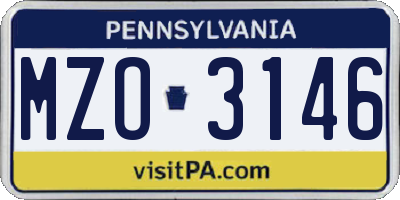 PA license plate MZO3146