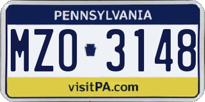 PA license plate MZO3148