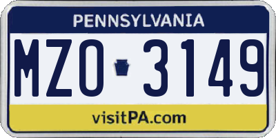 PA license plate MZO3149
