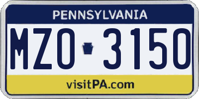 PA license plate MZO3150