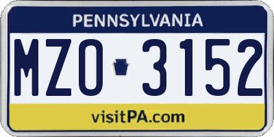 PA license plate MZO3152