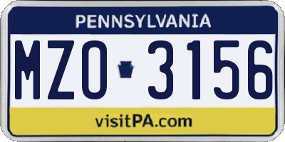 PA license plate MZO3156