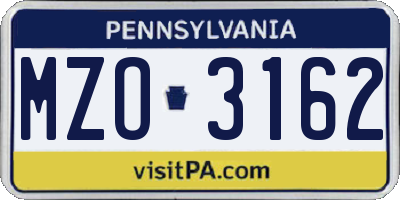 PA license plate MZO3162