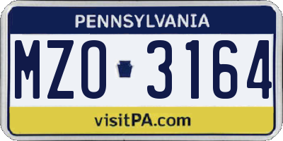 PA license plate MZO3164