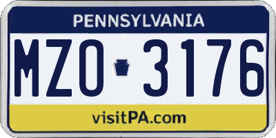 PA license plate MZO3176