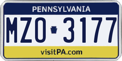 PA license plate MZO3177
