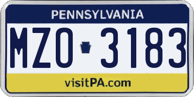 PA license plate MZO3183