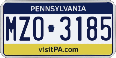 PA license plate MZO3185