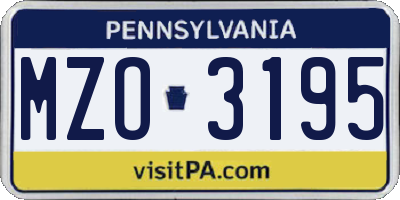 PA license plate MZO3195
