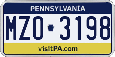 PA license plate MZO3198