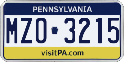 PA license plate MZO3215