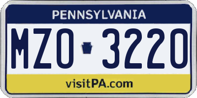 PA license plate MZO3220