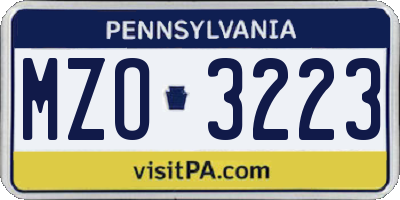 PA license plate MZO3223