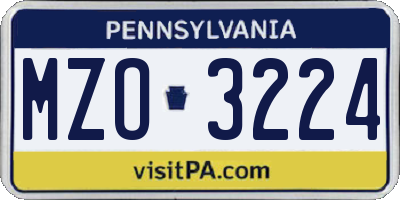 PA license plate MZO3224