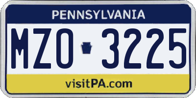 PA license plate MZO3225