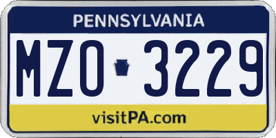 PA license plate MZO3229