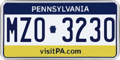 PA license plate MZO3230