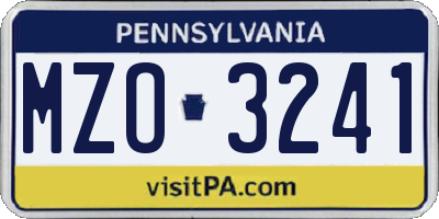 PA license plate MZO3241