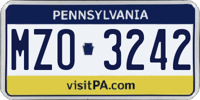 PA license plate MZO3242