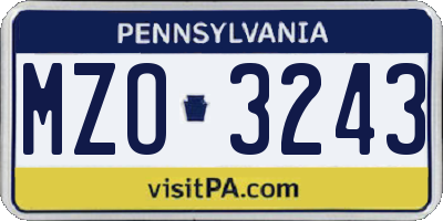 PA license plate MZO3243