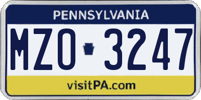 PA license plate MZO3247