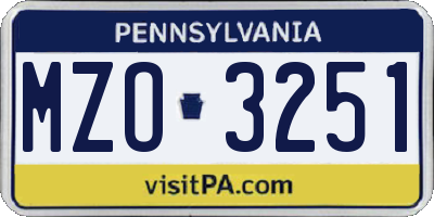 PA license plate MZO3251