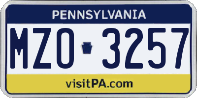 PA license plate MZO3257