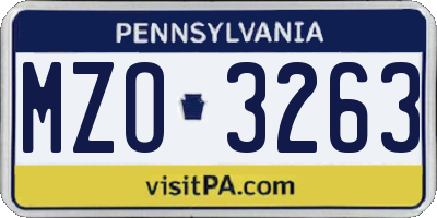 PA license plate MZO3263