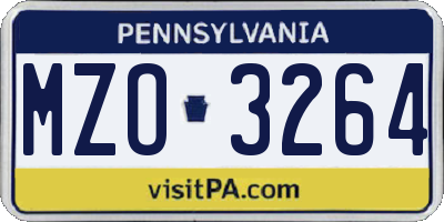 PA license plate MZO3264