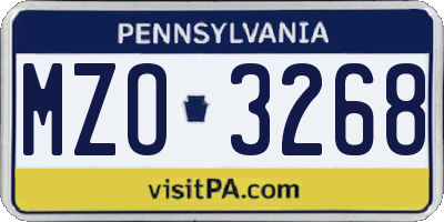 PA license plate MZO3268