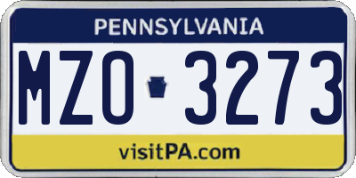 PA license plate MZO3273