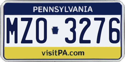 PA license plate MZO3276