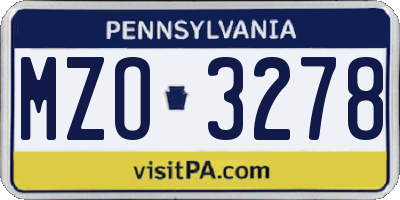 PA license plate MZO3278