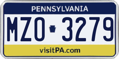 PA license plate MZO3279