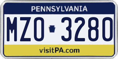 PA license plate MZO3280