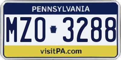 PA license plate MZO3288