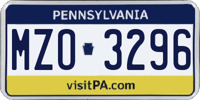 PA license plate MZO3296
