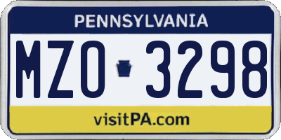 PA license plate MZO3298
