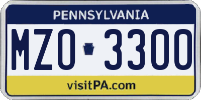 PA license plate MZO3300