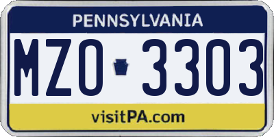 PA license plate MZO3303