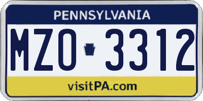 PA license plate MZO3312
