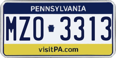 PA license plate MZO3313