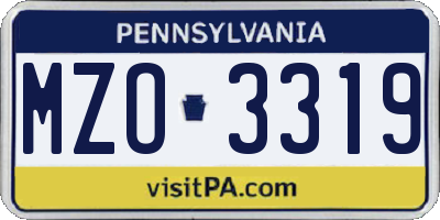 PA license plate MZO3319