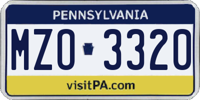PA license plate MZO3320