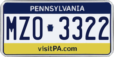 PA license plate MZO3322