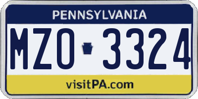PA license plate MZO3324