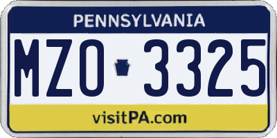 PA license plate MZO3325