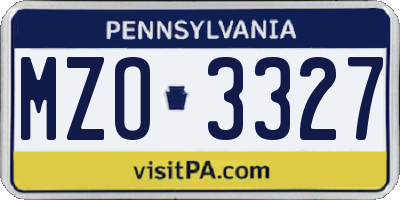 PA license plate MZO3327