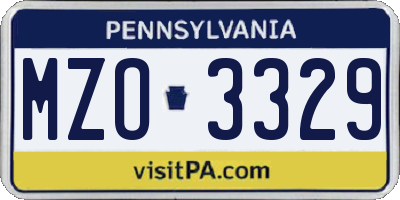 PA license plate MZO3329