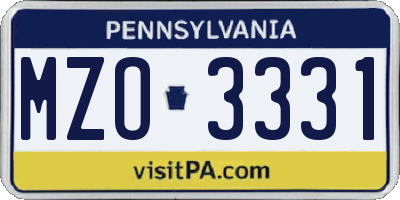 PA license plate MZO3331